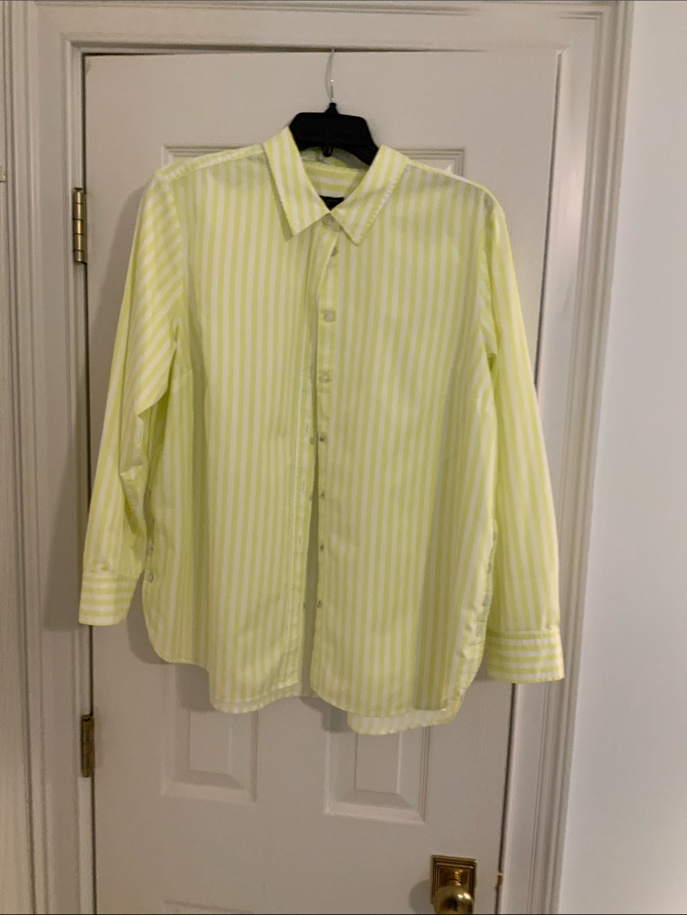 Talbots Yellow and White Striped Button-Front Blouse